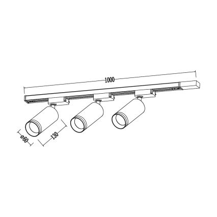 Spotlight i skensystem PIPE 3xGU10/10W/230V svart