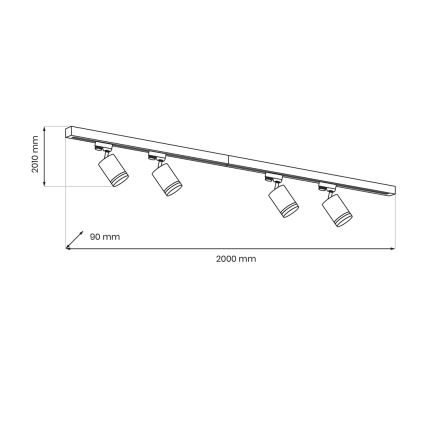 Spotlight i skensystem PIPE 4xGU10/10W/230V 2x1m svart