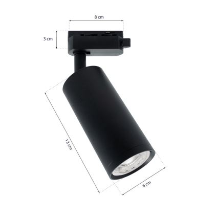 Spotlight in rail system MICA 3xGU10/25W/230V svart