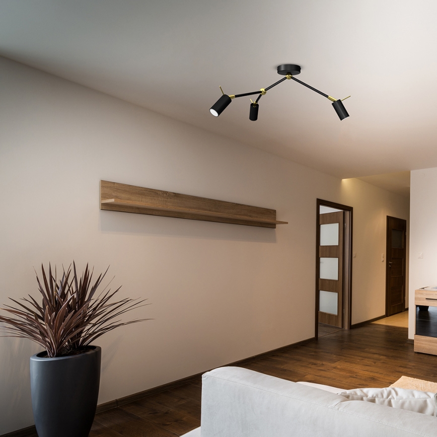 Spotlight  IRIS 3xGU10/MR11/40W/230V svart /gyllene