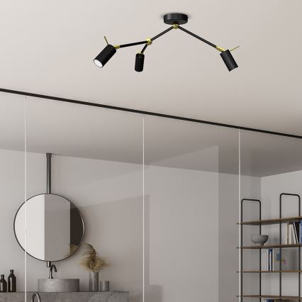 Spotlight  IRIS 3xGU10/MR11/40W/230V svart /gyllene