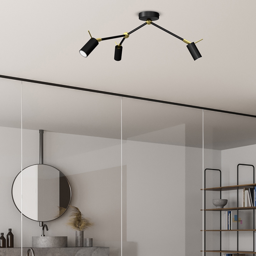 Spotlight  IRIS 3xGU10/MR11/40W/230V svart /gyllene