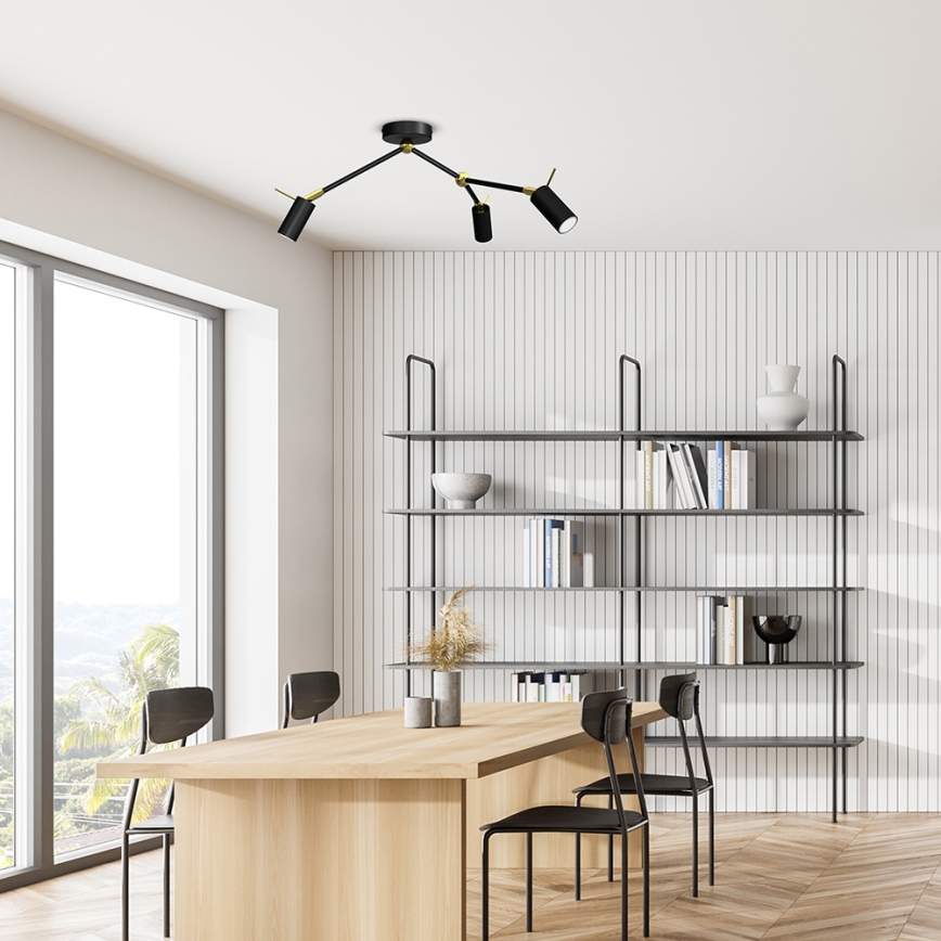 Spotlight  IRIS 3xGU10/MR11/40W/230V svart /gyllene