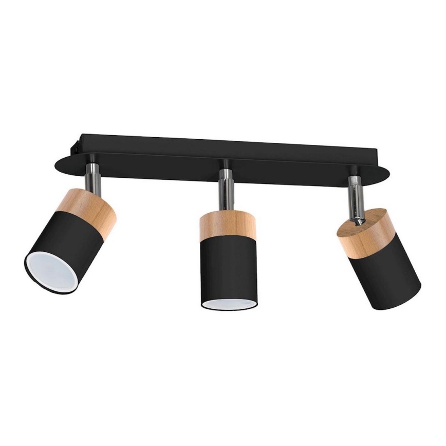 Spotlight JOKER Svart trä 3xGU10/8W/230V