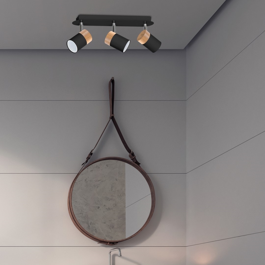 Spotlight JOKER Svart trä 3xGU10/8W/230V