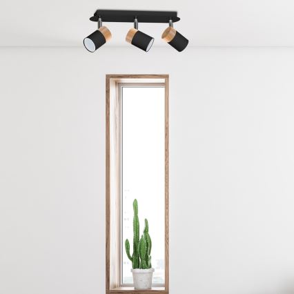 Spotlight JOKER Svart trä 3xGU10/8W/230V