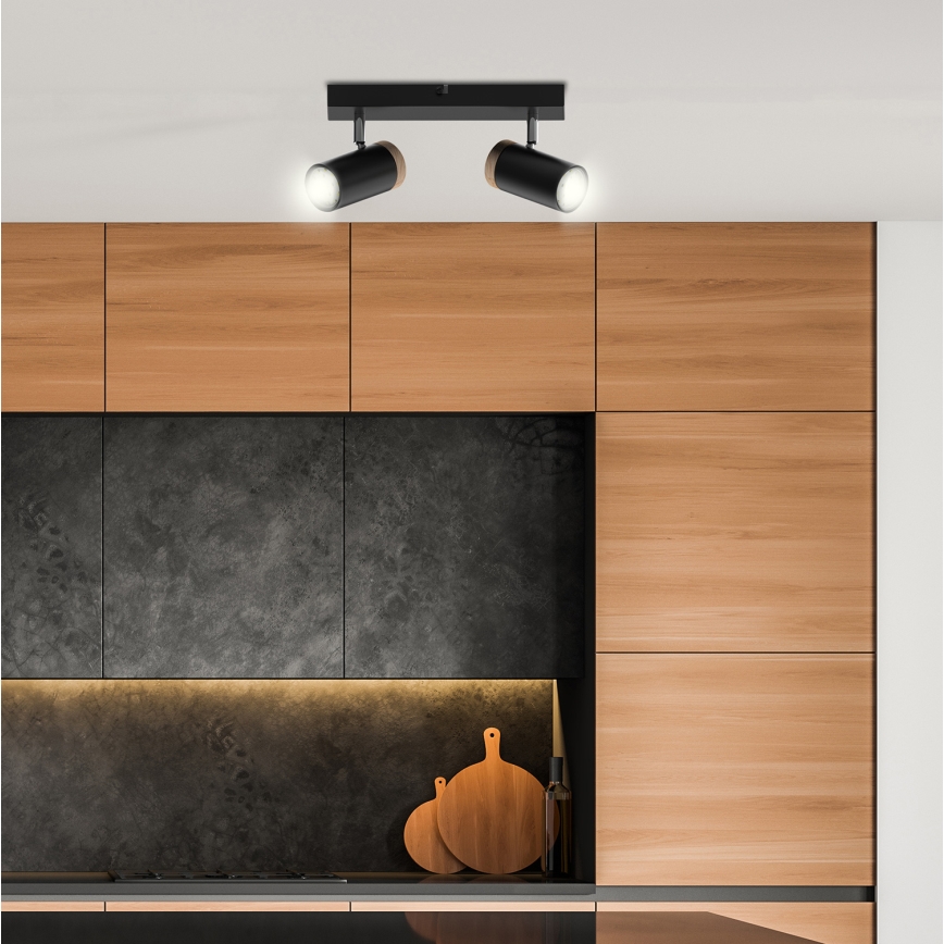 Spotlight LAGOS 2xGU10/15W/230V svart/brun
