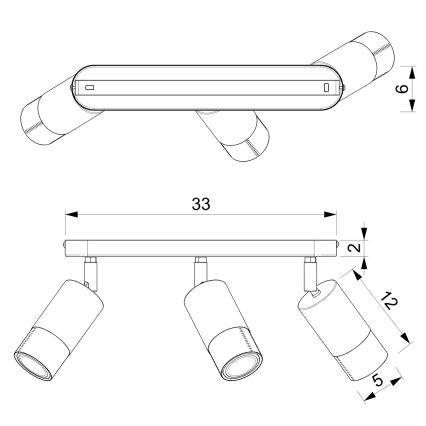 Spotlight LINK 3xGU10/8W/230V svart/mässing