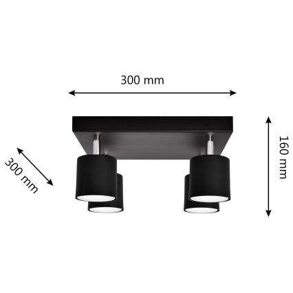 Spotlight PUNTA 4xGX53/10W/230V svart