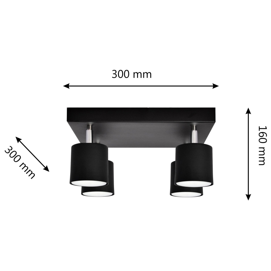 Spotlight PUNTA 4xGX53/10W/230V svart