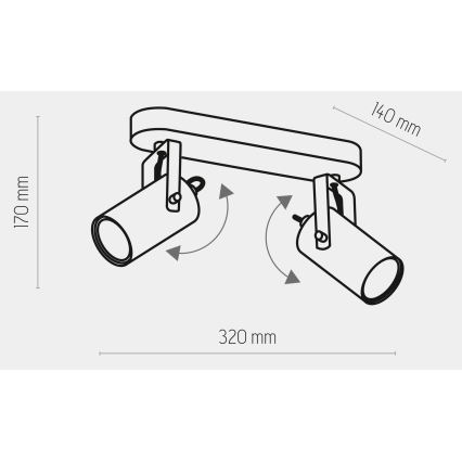 Spotlight  REDO 2xGU10/10W/230V gyllene /svart 