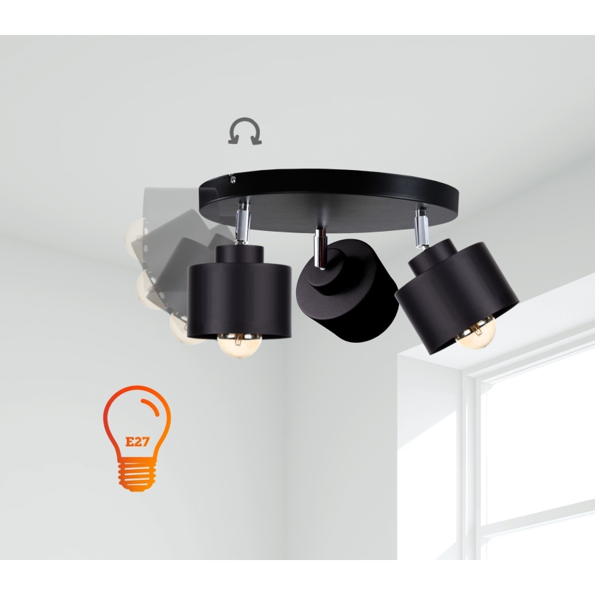 Spotlight SIMPLY BLACK 3xE27/60W/230V diameter 30 cm