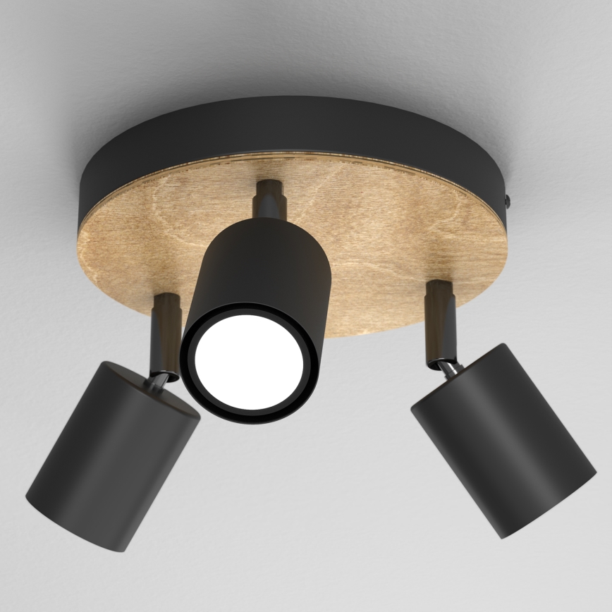 Spotlight TULON 3xGU10/8W/230V svart/ek