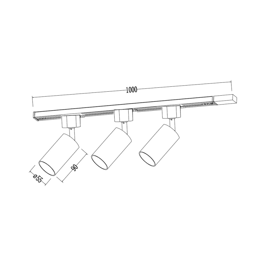 Spottarmatur för skensystem TIGER 3xGU10/10W/230V svart