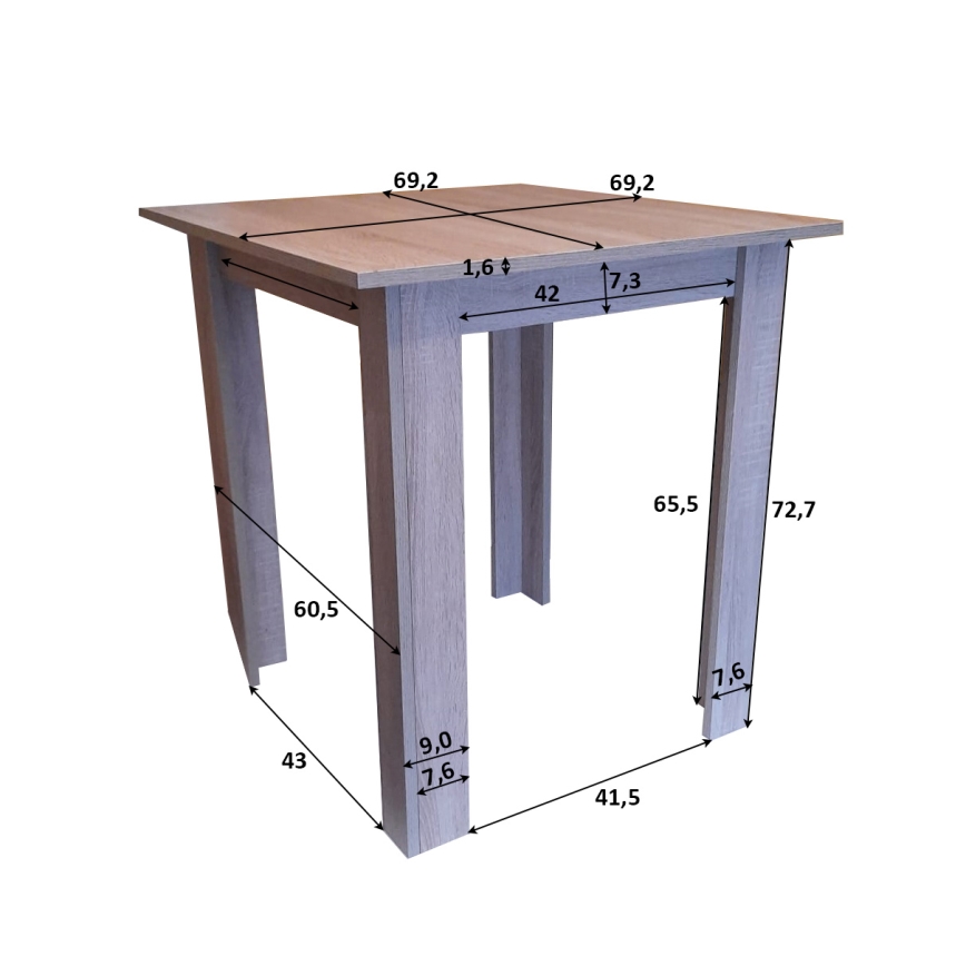 Square dining bord LEVI ek sonoma