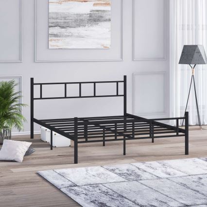 Stabil metallsäng PIRON 160x200 cm svart, maxbelastning 200 kg