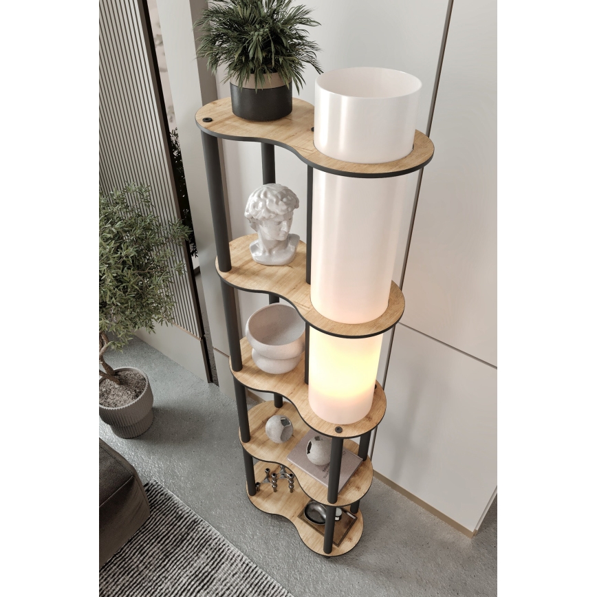 Stående lampa med hylder NOTO 1xE27/40W/230V beige/svart