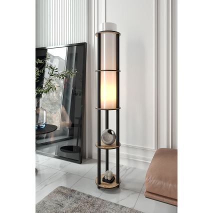 Stående lampa med hyllor NOTO 1xE27/40W/230V beige/svart