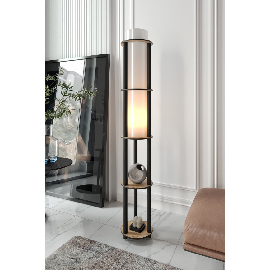 Stående lampa med hyllor NOTO 1xE27/40W/230V beige/svart