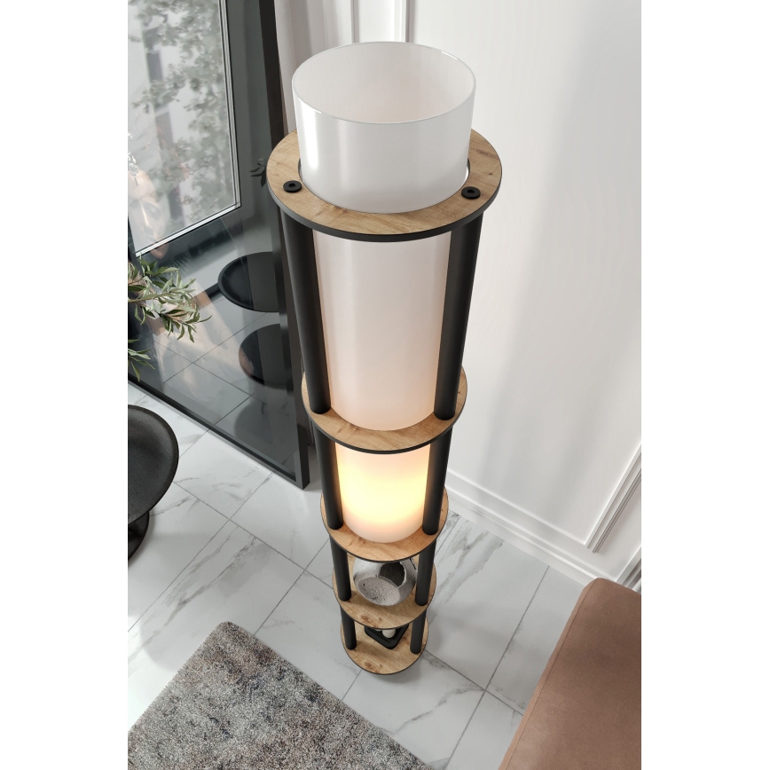 Stående lampa med hyllor NOTO 1xE27/40W/230V beige/svart