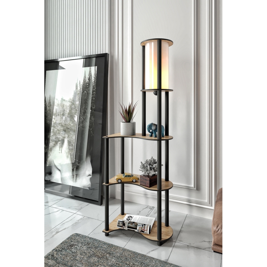 Stående lampa med hyllor NOTO 1xE27/40W/230V beige/svart