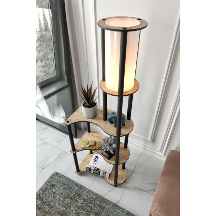 Stående lampa med hyllor NOTO 1xE27/40W/230V beige/svart