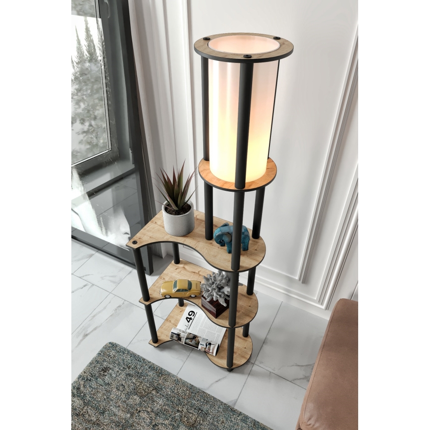Stående lampa med hyllor NOTO 1xE27/40W/230V beige/svart