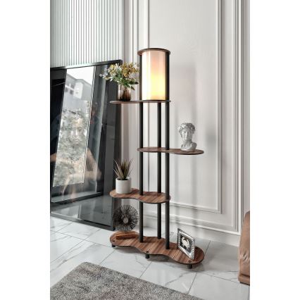 Stående lampa med hyllor NOTO 1xE27/40W/230V brun/svart