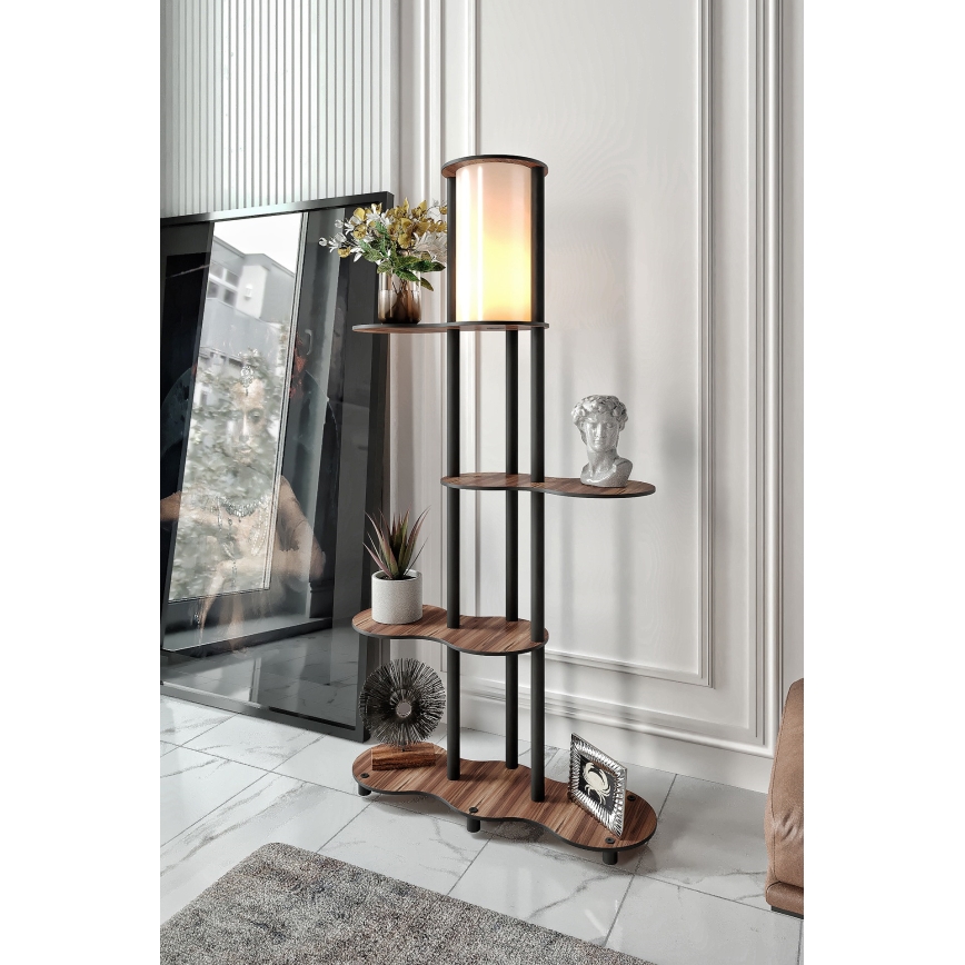 Stående lampa med hyllor NOTO 1xE27/40W/230V brun/svart