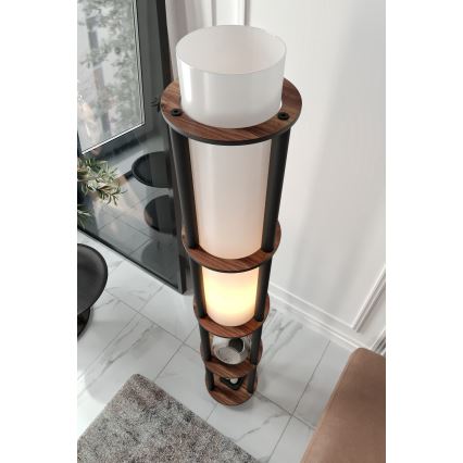 Stående lampa med hyllor NOTO 1xE27/40W/230V brun/svart