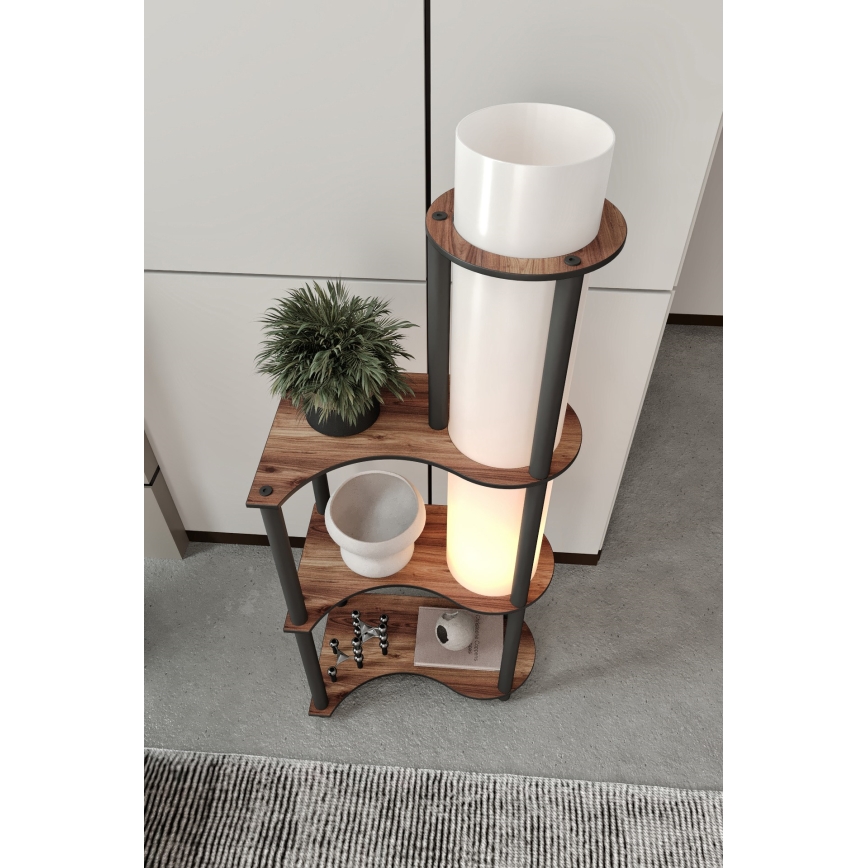 Stående lampa med hyllor NOTO 1xE27/40W/230V brun/svart