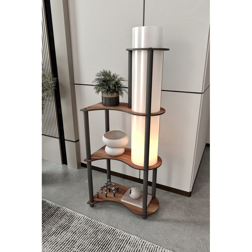 Stående lampa med hyllor NOTO 1xE27/40W/230V brun/svart
