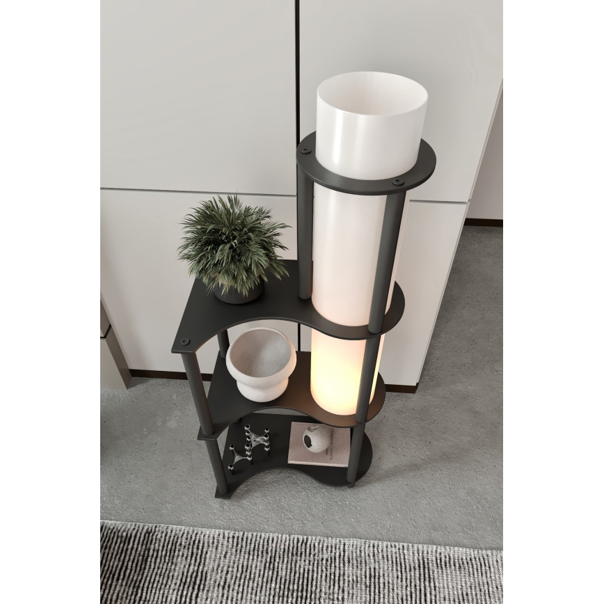 Stående lampa med hyllor NOTO 1xE27/40W/230V svart