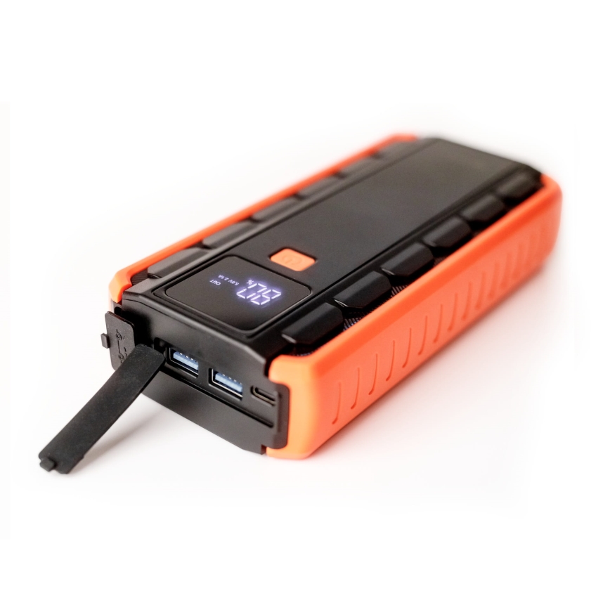 Startkablar för bil 1000A med en strömbank 12000 mAh PD 10W och LED ficklampa med krok och magnet