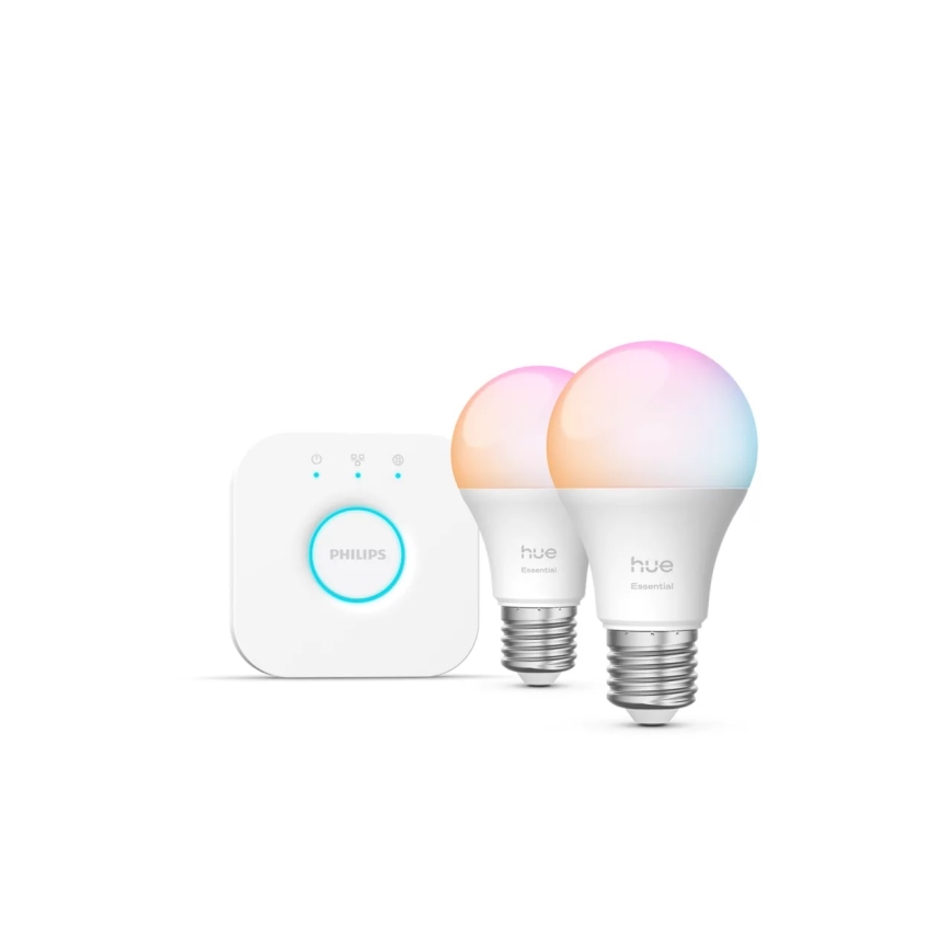 Startpaket Philips Hue White And Color Ambiance Essential 2xE27/8W/230V 2200-6500K + anslutningsenhet