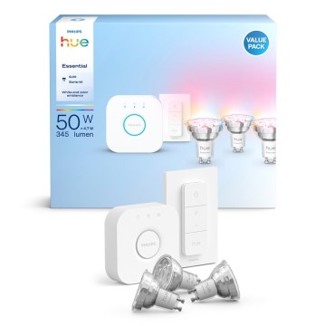 Startkit Philips Hue White And Color Ambiance Essential 3xGU10/4,7W/230V 2200-6500K + anslutningsenhet