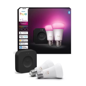 Startpaket Philips Hue WHITE AND COLOR AMBIANCE 2xE27/8,1W 1000-20000K  + anslutningsenhet