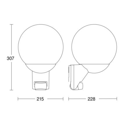 STEINEL 005535 - Utomhus Väggbelysning med sensor L585S 1xE27/60W svart IP44