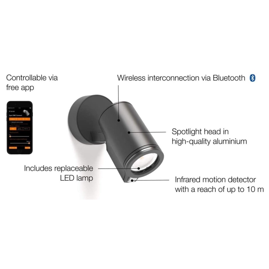 STEINEL 058630 - LED Utomhusbelysning med sensor SPOT ONE 1xGU10/7W/230V IP44