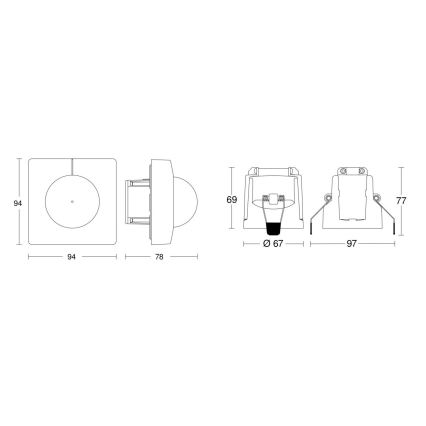 Steinel 080624 - Rörelsesensor IS 3360 DALI-2 APC fyrkantig vit