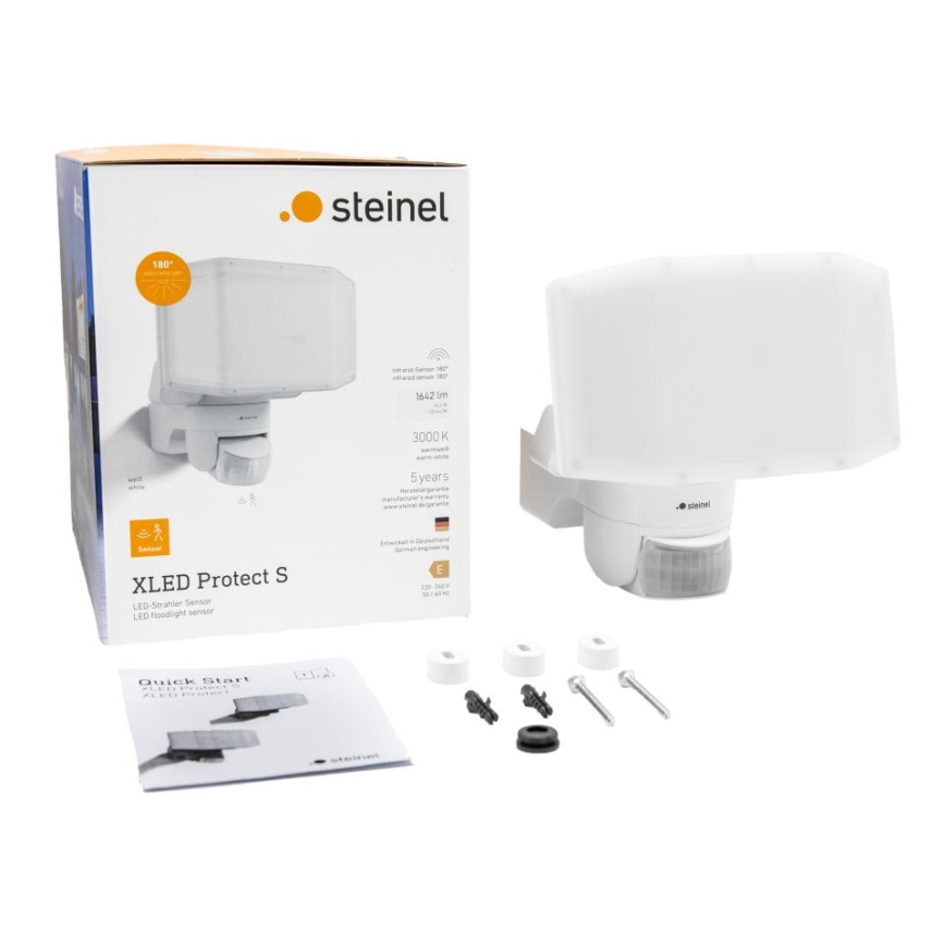 Steinel 089894 - LED strålkastare med sensor XLED PROTECT LED/14,3W/230V 3000K IP54 vit