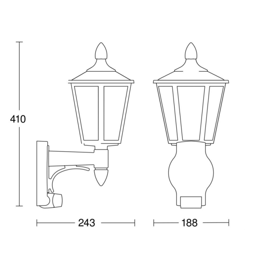 Steinel 617813 - Utomhus Väggbelysning med sensor L 15 1xE27/60W/230V IP44