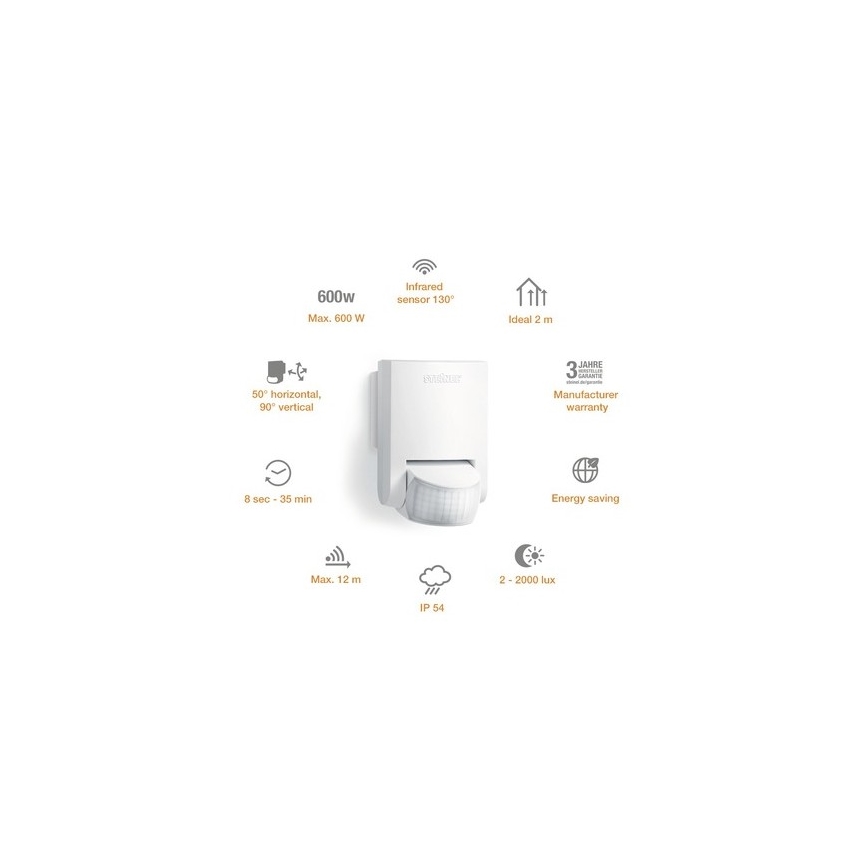 STEINEL 660314 - Utomhus infraröd sensor IS 130-2 vit IP54