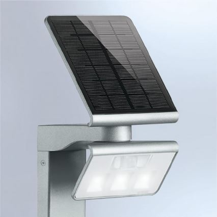 STEINEL 671211 - Solcell sensor LED strålkastare XSolar GL-S 0,5W/LED silver IP44 2500 mAh