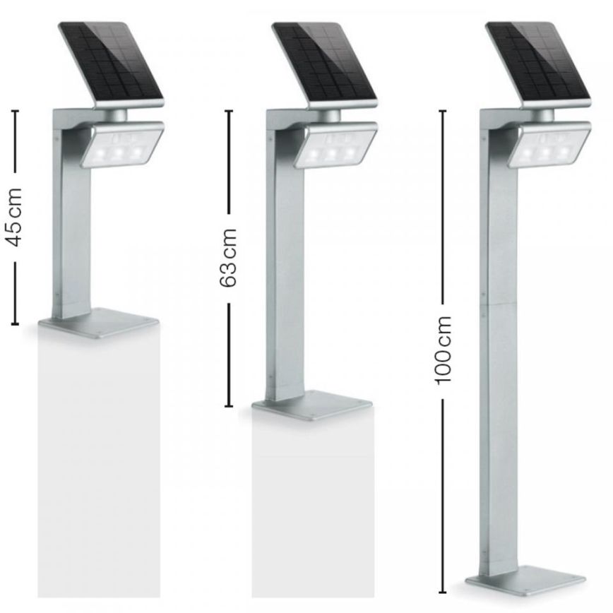 STEINEL 671211 - Solcell sensor LED strålkastare XSolar GL-S 0,5W/LED silver IP44 2500 mAh