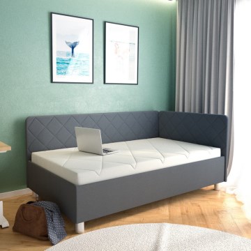 Stoppad dagbädd med förvaring och madrass EMILE 110x200 cm grå