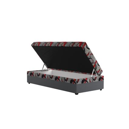 Stoppad enkelsäng med förvaring ESTEL 90x200 cm grå