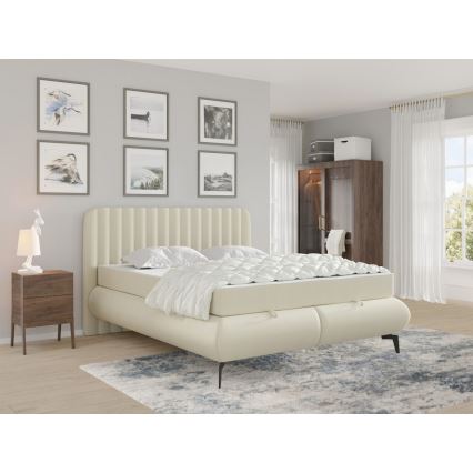 Uppklädd säng med madrasser och förvaringsutrymme ALEXA 180x200 cm beige