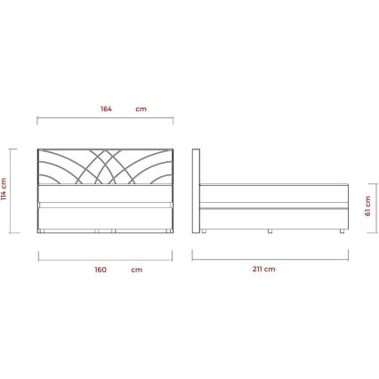 Stoppad säng GINA 160x200 cm med inkluderade madrasser och rymligt förvaringsutrymme, beige