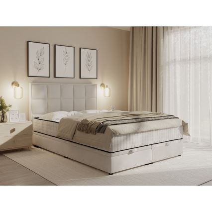 Upphöjd säng med madrasser och förvaringsutrymme GRACE 180x200 cm beige